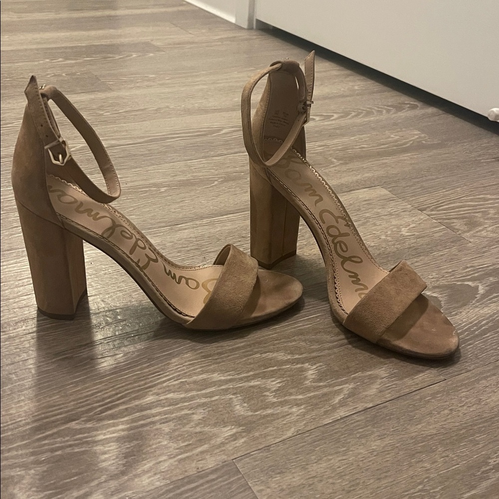 Sam Edelman Tan Suede Block Heels